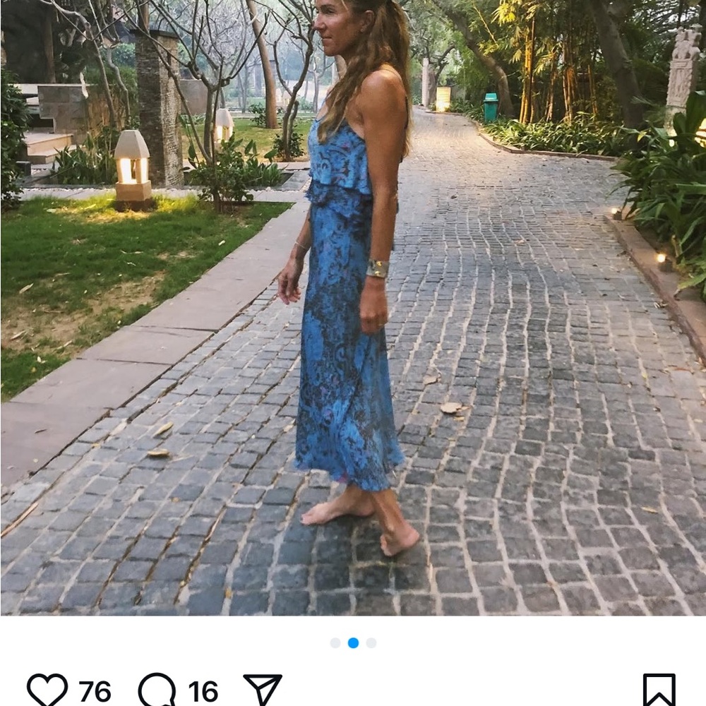 The Paige Elegant Blue Paisley Silk Maxi Dress - Picture 7 of 8